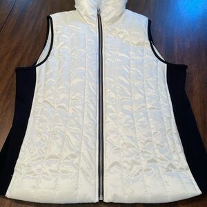 Women's White and Black Quilted Vest